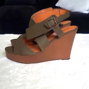Indigo Rd Olive Green Wedge Heeled Sandals